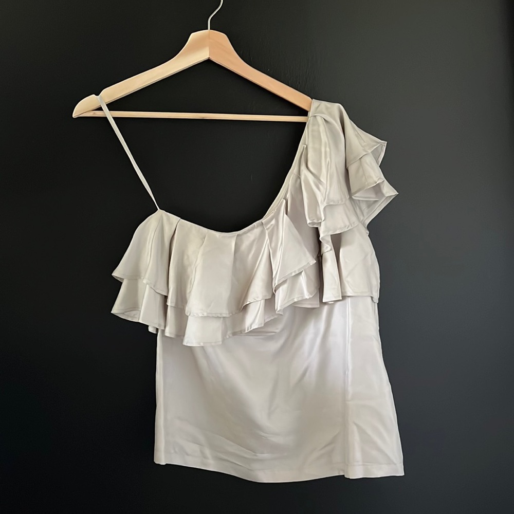 BARGIN BUNDLE!!! Banana Republic Silver Silk One Shoulder Ruffle Blouse